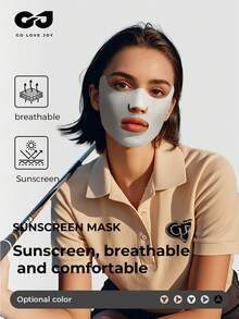 GOLOVEJOY 1pc Women's Summer UV Protection Golf Face Mask, Ice Silk, Breathable, 3D Fit, Anti-Fog, Sweat-Proof, Suitable For Riding, Hiking