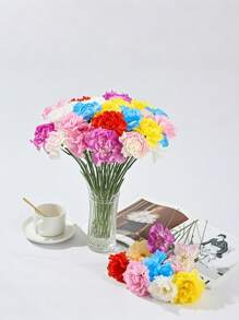 10pcs Simulation Single-Head Carnation Mother'S Day Teacher Women'S Day Gift Simulation Bouquet Fake Flowers Home Decoration Artificial Flowers