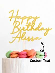 1 pieza Decoración personalizada para pastel de cumpleaños, placa de decoración de pastel con nombre personalizado, apta para pastel de boda, aniversario, multifuncional, anti-moho, decoración exquisita, alta calidad, personalizada, única, regalo ideal para graduación, cumpleaños, boda, hogar, sala de estar, dormitorio, salón de té, Navidad, artículos esenciales para bodas - Multicolor - Ver 8