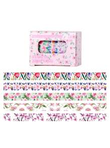 5 Rollen Blumen Handbuch Klebeband in Geschenkbox, personalisiertes DIY Handbuch dekoratives Washi Klebeband als Geschenk für Mitschüler und Freunde, Geschenke zum Schulanfang