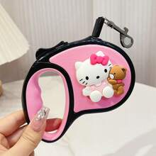 Sanrio 1pc Hello Kitty Retractable Dog Leash - 10ft Auto-Walk Rope With Cute Cartoon Design (Pink, Green, Blue), Suitable For Medium And Small Dogs, Pet Lead (Character Head Needs To Be Pasted Yourself, Accessories Will Be Provided)