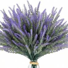 1/5/10PCS Artificial Lavender Outdoor Flowers Fake Plastic Purple Flower Outside UV Resistant For Home Kitchen Wedding Indoor Outdoor Decor, Mother's Day Gifts, Birthday Gifts, Graduation Season Gifts,Wedding Season.,Fake Plants