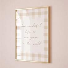 1pc Unframed How Wonderful Life Is Now You're In The World Typography Nursery Wall Art Poster Boho Beige Baby Girl Room Aesthetic Decor Painting For Playroom,Kids Room,Bedroom,Modern Home Decoration