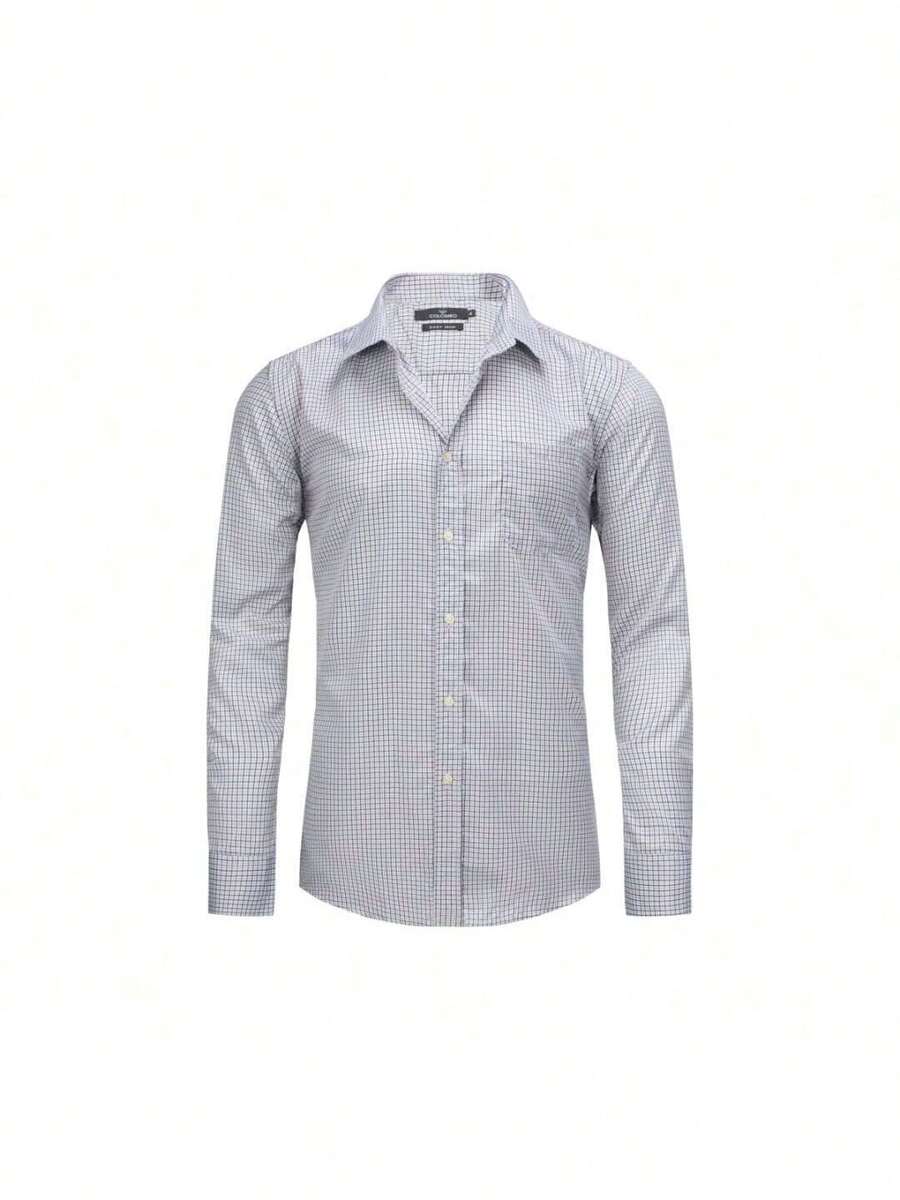 Camisa de cuadros básica retro para primavera y verano, unisex, casual. - Gris - Ver 1
