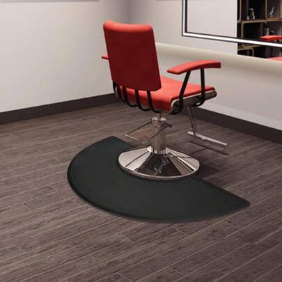 HYYKJ-US Barber Salon Anti Fatigue Floor Mat, 3ft X 5ft Semi Circle Salon Floor Mat, Barber Shop Chair Mat With 18mm Thickened, Non-Slip, Waterproof, For Barber Shop