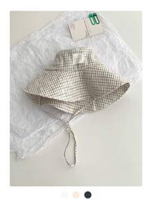 1pc Summer Vacation Fresh Big Brim Sun Hat For Women, Sweet Gingham Ribbon Foldable Beach Hat, With Love Patch, Outdoor Photography Sunshade Bucket Hat