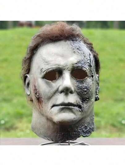 角色扮演面具男式乳胶头盔血腥杀手恶魔恐怖头盔狂欢节服装派对道具成人