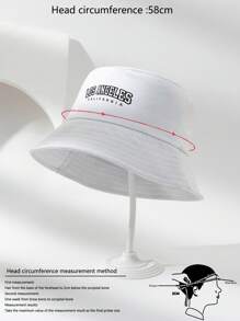 1 Unisex Black Letter Hollow Out Print LOSANGELES Outdoor Casual Sun Protection Bucket Hat