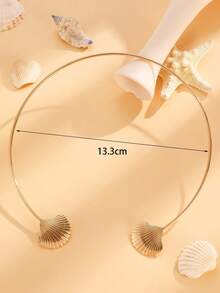 1pc Fashionable Seashell Choker Necklace, Adjustable For Women, Elegant Ocean Style Minimalist Jewelry Accessory Suitable For Beach, Party, Vacation - Yellow Gold - View 9