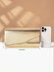Bolso de embrague de mujer de unicolor de PU de lujo, estilo nuevo, bolso elegante y de moda para fiestas y cenas, cartera perfecta con compartimento oculto para tarjetas, bolso bandolera con cadena de metal desmontable, adecuado para fiestas, cenas, reuniones, bodas, mejor opción como regalo.