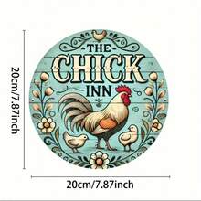 1pc "Chicken Inn" Vintage Iron Wall Art Sign - Flat Printed, Waterproof & Fade Resistant, Suitable For Living Room, Bedroom, Kitchen, Office Decor, 7.8x7.8 Inches, Random Hole Position - Multicolor - View 3