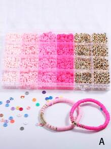 Conjunto de 2000 piezas de cuentas de arcilla rosa en tema de San Valentín, con conjunto de cuentas espaciadoras doradas de la serie oceánica, accesorios para pulseras DIY, juego de joyería con cuentas CCB. El color es aleatorio