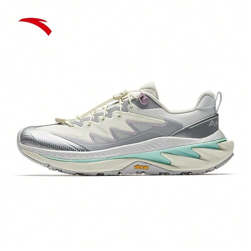 Anta Tanye PRO V2 | Vibram 外底专业女式户外越野跑鞋、徒步运动鞋 - 粗麻灰/銀 -5 - 查看 1