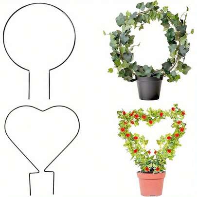1 件轻质心形植物棚架 - 室内/室外花园攀爬架，适用于盆栽植物和草坪护理 - 迷人