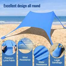 Beach Tents Portable Sun Shade Canopy UPF 50+ Outdoor Sun Shelter, Poles  And Sandbag, For Outdoor, Camping, Backyard And Picnics - Màu xanh lam - Xem 7