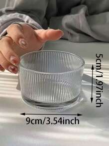 1pc Round Ice Cream Glass Bowl, Classic Vertical Pattern, Hammer Pattern Design, Simple And Elegant, Simple Snack Fruit Bowl, Kitchen Dessert Bowl, Suitable For Summer Family Ice Cream, Fruit, Nuts, Yogurt, Dessert, Snacks, Afternoon Tea Dessert Bowl