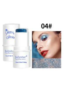 8 Color Stage Makeup Face Glitter Eyeshadow, Highly Pigmented Sparkling Body Highlighter Stick. Once Set, The High-Intensity Eyeshadow Can Maintain Its Original State For Hours Without Creasing Or Fading. Waterproof And Sweat-Proof, Lasting All Day Long. The Compact And Lightweight Packaging Design Is Convenient For Carrying And Traveling. Suitable For Music Festival Accessories, Stage Performances, Carnivals, Theme Parties, Birthday Parties, Holiday Events, Cosplay, Halloween Makeup, Christmas Makeup, Or Other Glitter Needs.