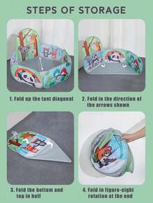 Cartoon Ball Pit Kids Playpen Dry Pool Balls Baby Ball Pool Basketball Hoop Playpen Children's Tent Baby Park Playground(Without Ball)