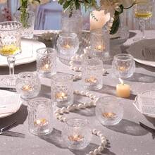 4/12 Gói chân nến thủy tinh, chân nến cổ điển số lượng lớn, chân nến hương liệu sọc hình học, trang trí bàn tiệc cầu hôn/tiệc ngoài trời/bàn ăn gia đình, quà tặng sinh nhật tốt nghiệp, trang trí phòng tắm tại nhà, giáng sinh, halloween, trang trí bàn tiệc tạ ơn, tiệc cô dâu - Nhiều màu - Xem 5