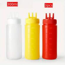 3pcs Kitchen Salad Squeeze Sauce Bottle, Honey Oyster Sauce Seasoning Bottle, Condensed Milk Squeeze Bottle, Three-Hole Seasoning Bottle, With Scale, Transparent Visual Control Leak-Proof Squeeze Sauce Bottle Festival Party Supplies - Multicolor - View 17