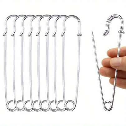 12pcs Heavy Duty Pins - Large 2.9 Inch Quilt Pins, Stainless Steel Locking Fasteners, Suitable For Crafts, Skirts, Broaches, Multipurpose Bulk Pack - Great For DIY Enthusiasts And Artisans - Perfect For Sewing And Handcraft Projects