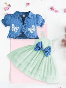 Young Girls Dresses - Green - View 7