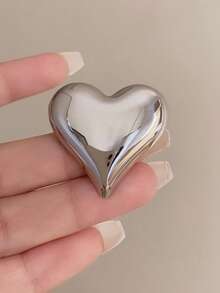 1 件金属心形胸针，简约休闲百搭西装配饰时尚翻领花 - 胸針 - 查看 3