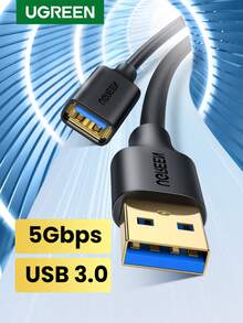UGREEN USB 3.0 Extension Cable Extender Cord Type A Male To Female Data Transfer Lead For Playstation, X Box, Oculus VR, USB Flash Drive, Card Reader, Hard Drive, Keyboard, Printer, Camera - Black - View 2