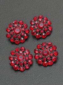 Set de 4 piezas de botones de metal con flores huecas y llenos de rhinestones, adecuados para abrigos de piel, camisas, suéteres de punto, trajes casuales, abrigos, manualidades DIY, joyería, zapatos, sombreros, cajas de regalo, bolsos - Multicolor - Ver 8