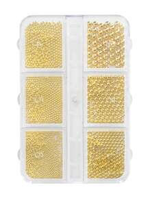 6 Grades Mini Contas Metálicas Encantos Caviar Decoração de Cristais Pixie DIY Gemas de Unhas Suprimentos de Unhas