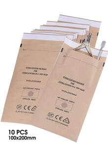 10/20/50/100pcs Self-Sealing Sterilization Bags, Disposable Kraft Paper Self-Seal Bags, 20x10cm, Suitable For Nail Tools, Nail Salon And Spa, Nail Care Products - Brown - View 13