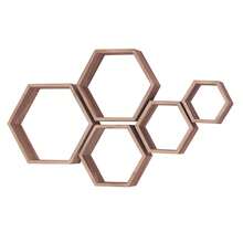 Hexagon Floating Shelves,Wall Mounted Wood Farmhouse Storage Honeycomb Wall Shelf Set Of 5,For Bathroom, Kitchen, Bedroom, Living Room,Office,Driftwood Finish - Multicolor - View 17