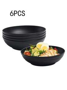 2/4/6件塑料拉面大碗，不易破碎大碗，适用于面条汤、米汤、水果沙拉、家庭厨房、餐厅、露营、野餐、自助服务、学校用品 - 黑色 - 查看 7