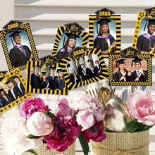 8pcs Graduation Frame Vase Decor, GRAD Theme Decorations For Classmates, Graduation Season Vase Frame Inserts, Graduation Ceremony Atmosphere Decorative Vase Frames