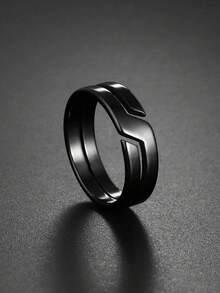 1pc Stainless Steel Men's Ring, Suitable For Daily Wear - Black - View 1