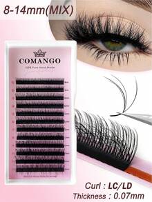 CoMango 12Rows 3D Fluffy Double Layer Camellia Eyelash Extension 0.07mm C+LC/D+LD Curl Wispy Natural Soft Multi-Layer False Eyelash Auto-Fan Lash Extensinos - Black - View 4