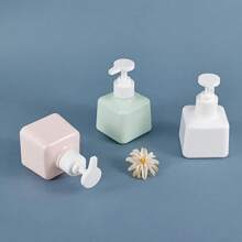 Reusable Plastic Square Pump Bottles In Pink, White And Green - Ideal For Liquid Soap, Shampoo Or Cosmetics - BPA And Alcohol Free Back To School