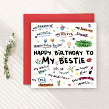 1PC Funny Bestie Birthday Card, Perfect Gift Cards For Best Friends And Sisters Greeting Card, Gift Card For Ladies' Birthday Parties, With Envelope