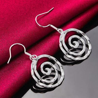 925纯银镀经典蛇形戒指耳坠吊坠女士饰品时尚婚礼订婚派对礼物