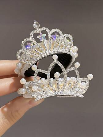 1 st. moderiktig prinsesskrona söt kristall födelsedagshåraccessoar pannband, europeisk stil födelsedagspresent till vuxen ålder rund krona huvudbonad, lämplig för fest/bal, flickor under 15 tiara kostym krona hårgirland hårranka, college