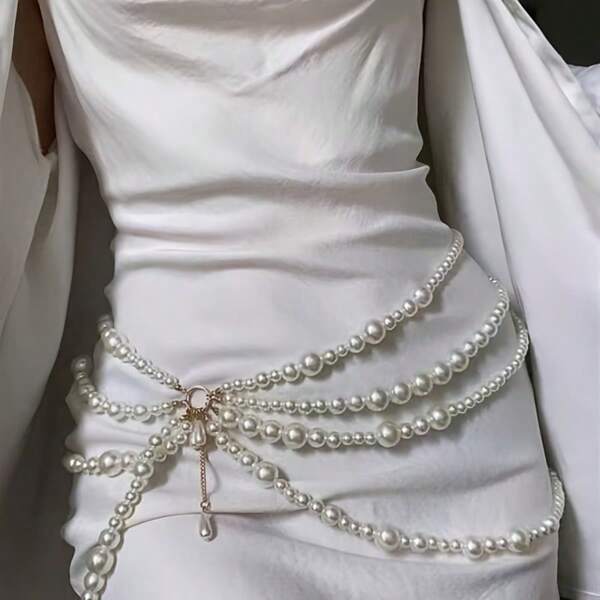 1pc Women's Fashionable Elegant Multi-Layer Body Chain Waist Belt