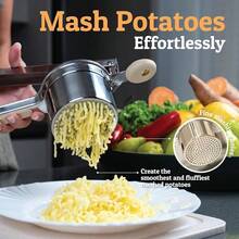 Prensa de patatas de 15oz, herramienta de cocina de acero inoxidable resistente, prensa y machacador de patatas para hacer puré de patatas perfecto - Siempre - Caqui - Ver 3