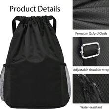 Minimalist Waterproof Large Capacity DrawstringTraining Bag Travel Bag ,Gym Bag, Basketball Bag - Black - View 5