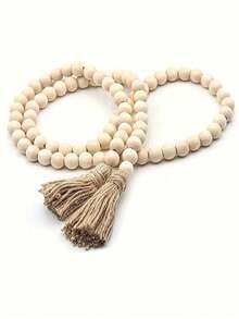 1PC Tassel Wooden Beads Garland DIY Handmade Jewelry Accessories Log Color Wooden Beads Rope String Farmhouse Wooden Beads Hanging Home Decoration Pendant Crafts Ornaments,Home Decor,Kitchen Decor, Decor,Room Decor,Christmas Decor,Party Decor,Decorative Crafts,Desk Ornaments,Table Decorative Ornaments,Party Gift, Decorations,Christmas Decorations, Christmas Gift. - Wood Color - View 4