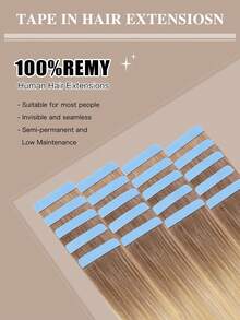 Yilite 18" 50g 20pcs Ombre R#22/613 Blonde Seamless PU Skin Weft Human Hair Extensions - S22/613 - View 3