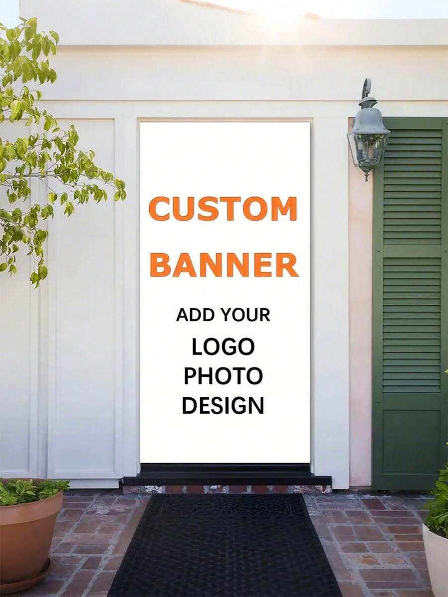 1pc - Customizable Polyester Door Flag, Personalized Photo & Design Door Decor, Multifunctional Customized Logo Background Cloth, Washable, Lightweight & Breathable, Unique Gift For Valentine's Day, Mother's Day, Birthday, Father's Day, Graduation, Wedding, Housewarming, Printed Pattern,Party Top, Birthday Gift For Men - Multicolor - View 1