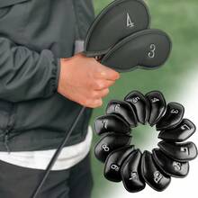 FINGER TEN 12 Pcs Golf Iron Covers Set - Synthetic Leather Golf Iron Head Covers For Clubs Fit Most Brands
