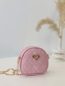 Cute Mini Diamond Chain Shoulder Bag For Girls - Pink - View 6