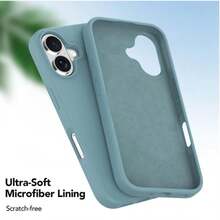 ForiPhone17/16/15/14/13/12/11 Models - Liquid Silicone Case - Ultra-Thin & Soft & Screen/Camera Protection & Shockproof & Smooth Touch & Scratch-Resistant & Microfiber Lining - 午夜綠 - 查看 6