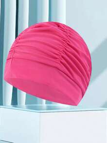 1PC Swimming Sports Cap, Swim Cap, Pleated Adult Comfortable Long Hair With No Restriction, Solid Color Large Cloth Swim Cap, Beach Essentials, Beach Accessories, Pool Float - Multicolor - View 6